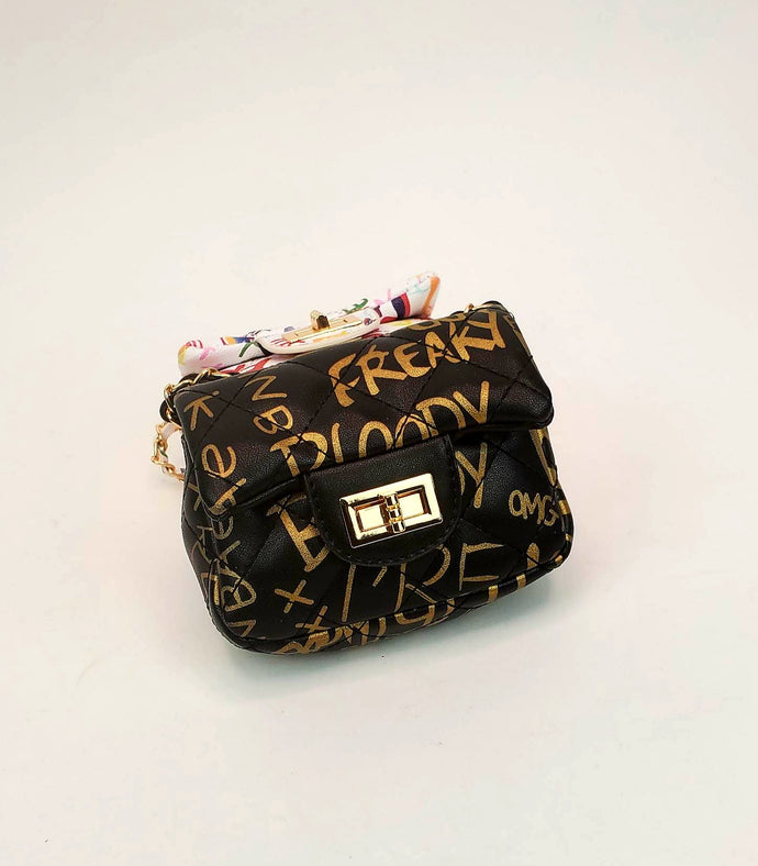 Letter Print Metalic Mini Bag - DTR Online Boutique